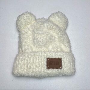 Women’s Winter Double Layer Beanie Hat - white